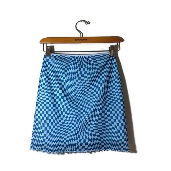 Wild Fable Blue Checkered Slip Style Mini Skirt Size XS - Picture 2 of 7